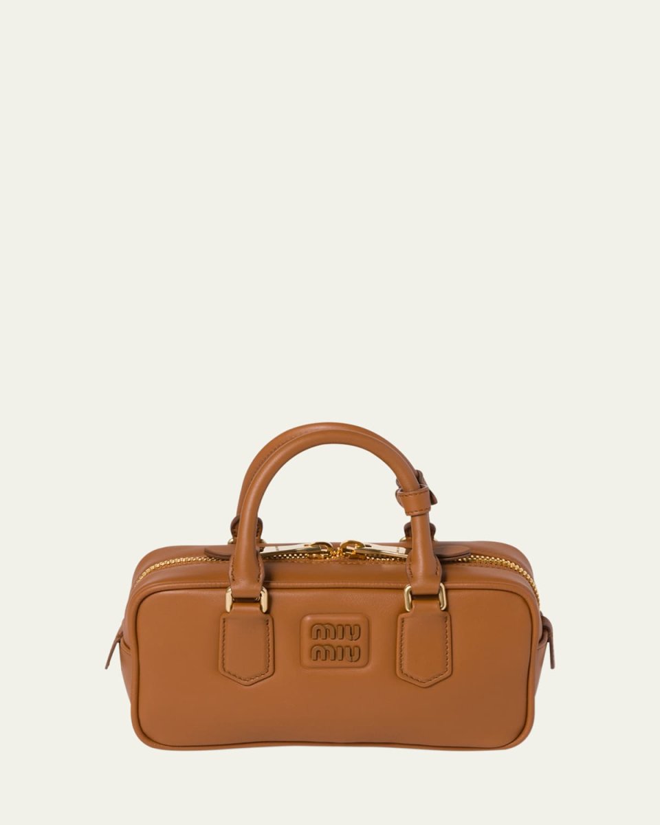 Zip Calf Leather Top-Handle Bag